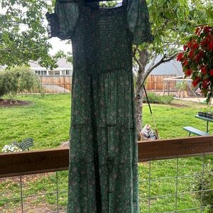 Max Studio Green Puff Sleeve Sundress